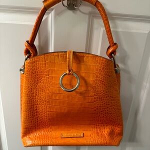 Crocodile Embossed Orange Handbag